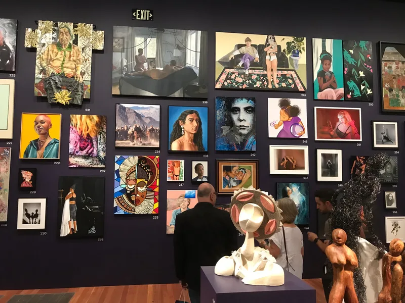 Portrait room at The artist preview opening of The de Young Open 2023, museum in Golden Gate Park, San Francisco, CA
