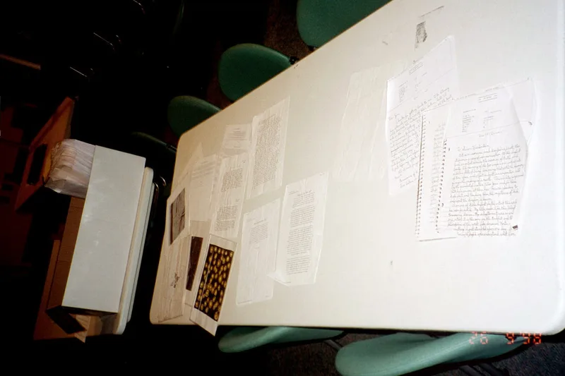 Table Exhibit in the Ruth Chapman Theater for Rhythm, Verse, and Composition, installation view