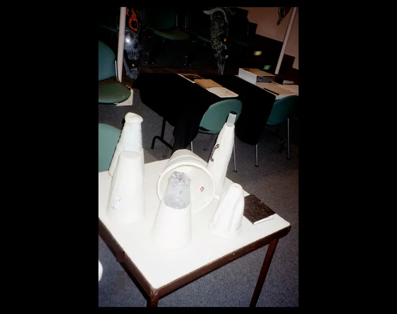 Mayling Martinez Table Exhibit in the Ruth Chapman Theater for Rhythm, Verse, and Composition, installation view